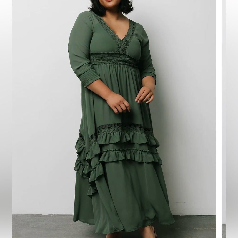 NWT Dusty Green Ruffle Dress